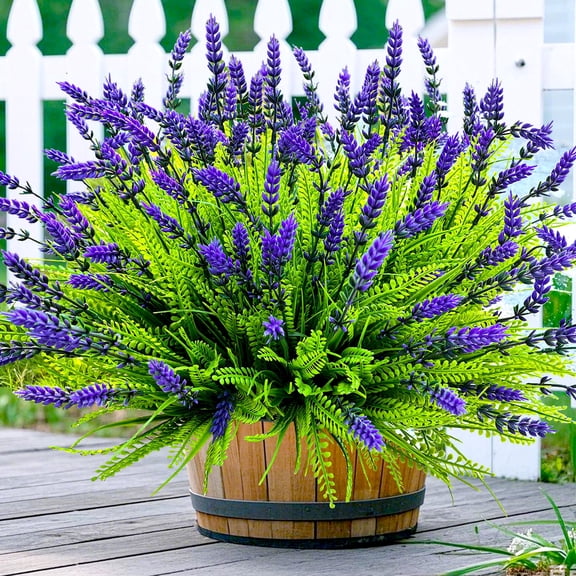 12 Pcs Artificial Plants Outdoor, 17.7" Tall Artificial Faux Flowers Outdoor Fake Plants UV Resistant, Lifelike Fake Flowers Plastic Greenery for Porch Garden Patio Window Box Home Decor