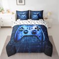 thumbnail image 2 of jejeloiu Teens Blue Gamepad 7-Piece Bedding Comforter Set,Modern Gamer King Bedding Sets,Blue Geometric Honeycomb Bed Sheets For Boys Kids,Ultra Soft Home Decor Reversible, 2 of 8