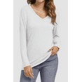 thumbnail image 3 of Fantaslook V Neck T Shirts for Women Long Sleeve Tops Solid Color Tee Casual Shirts, 3 of 8