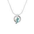thumbnail image 2 of Delight Jewelry Silvertone Running Shoe Teal Hockey Ring Charm Necklace, 18", 2 of 4