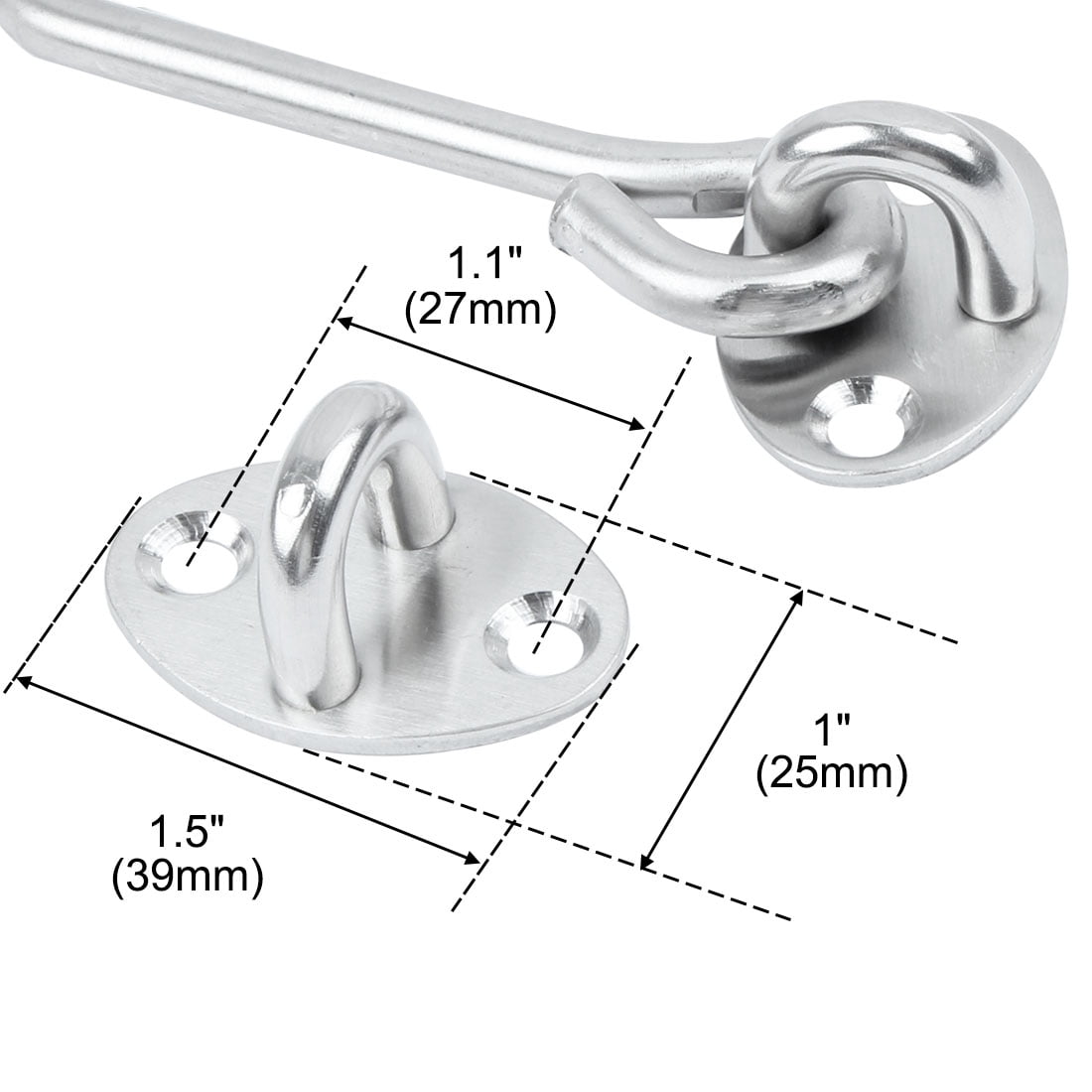 Unique Bargains 3.7 Inch Door Window Cabinet Gate Latch Lock Catch Eye Cabin Hook 2pcs