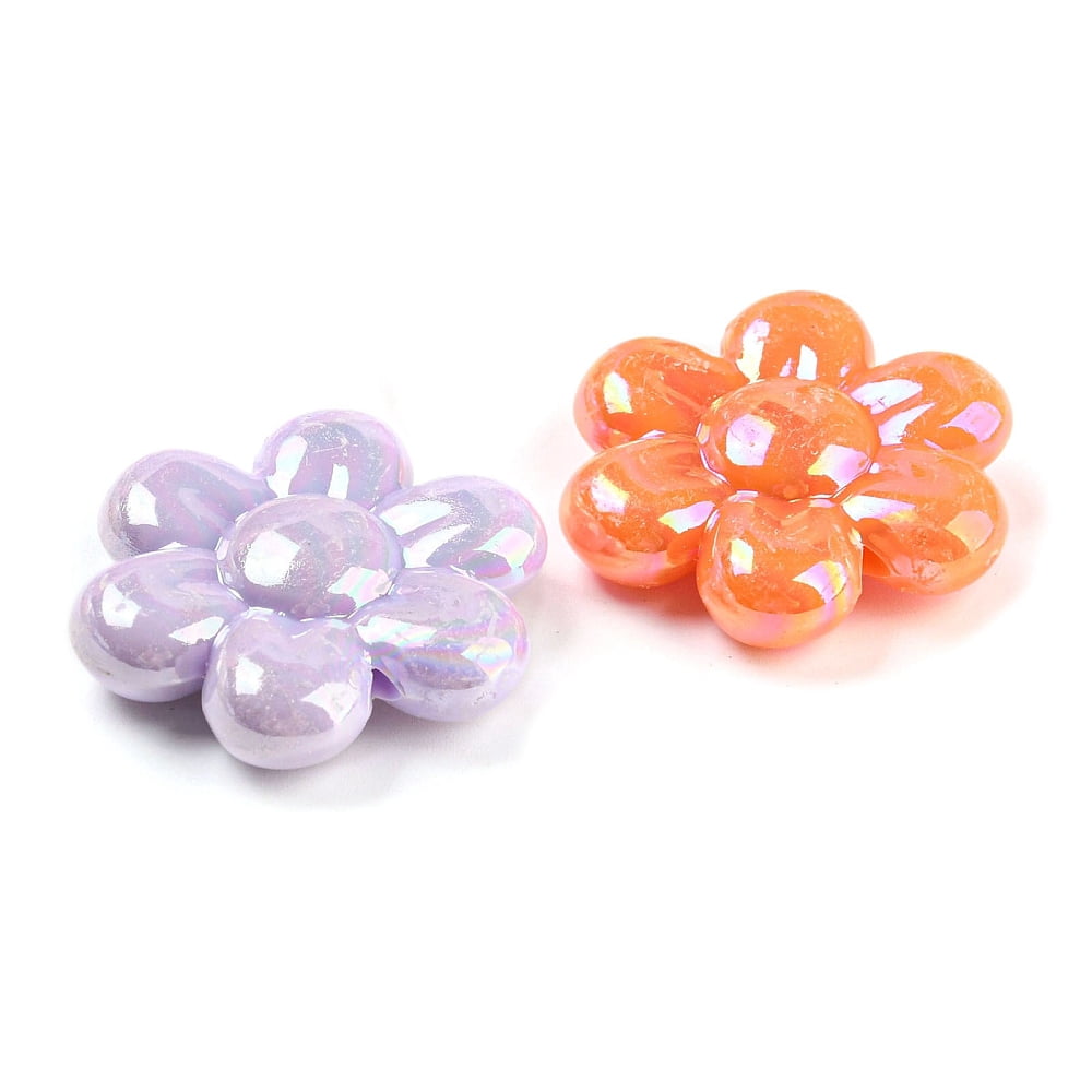500gs Opaque Acrylic Beads AB color Flower Mixed color 31x34x10mm Hole: 2mm about 100pcs/500g