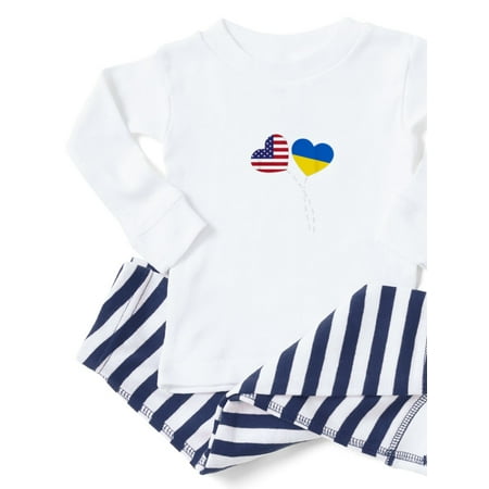 

CafePress - Loving USA Ukraine Flag Heart Ukrainian Am Pajamas - Toddler Long Sleeve Pajama set