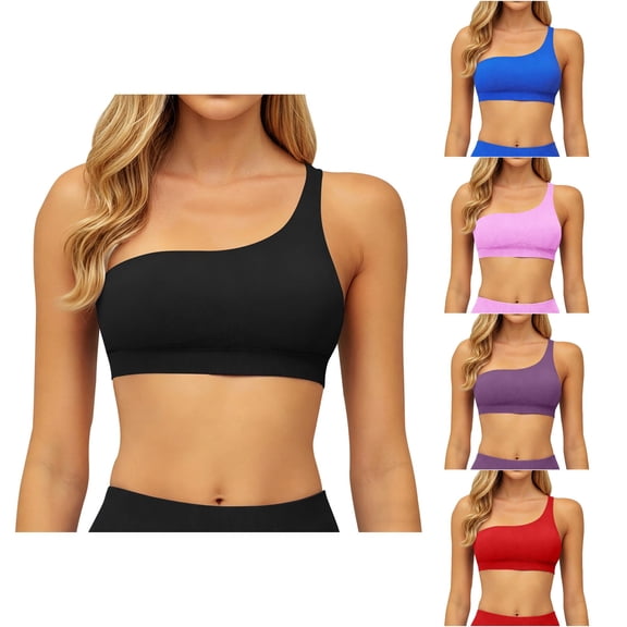 CUSTG Women Camis Sleeveless Solid Color One Shoulder Back Yoga Bra For Outdoor Sports Running And Fitness Tank Tops Trendy Female Summer Shirts