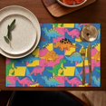 thumbnail image 5 of Colorful Cartoon Dinosaurs Geometric Pattern Summer Placemats Table Placemats Set Of 4-Linen Kitchen Washable Placemats Table Mats 11.8"x17.7" Non-Slip Heat Resistant, 5 of 6