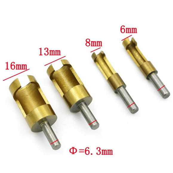 4 Unids / Set 1/4 " Titanium Drill Throving Cutter Bit Drined Teneron Teneron Drill Agujero Herramienta de Carpintería 6mm 8mm 13m Yotijar Taladro de la madera