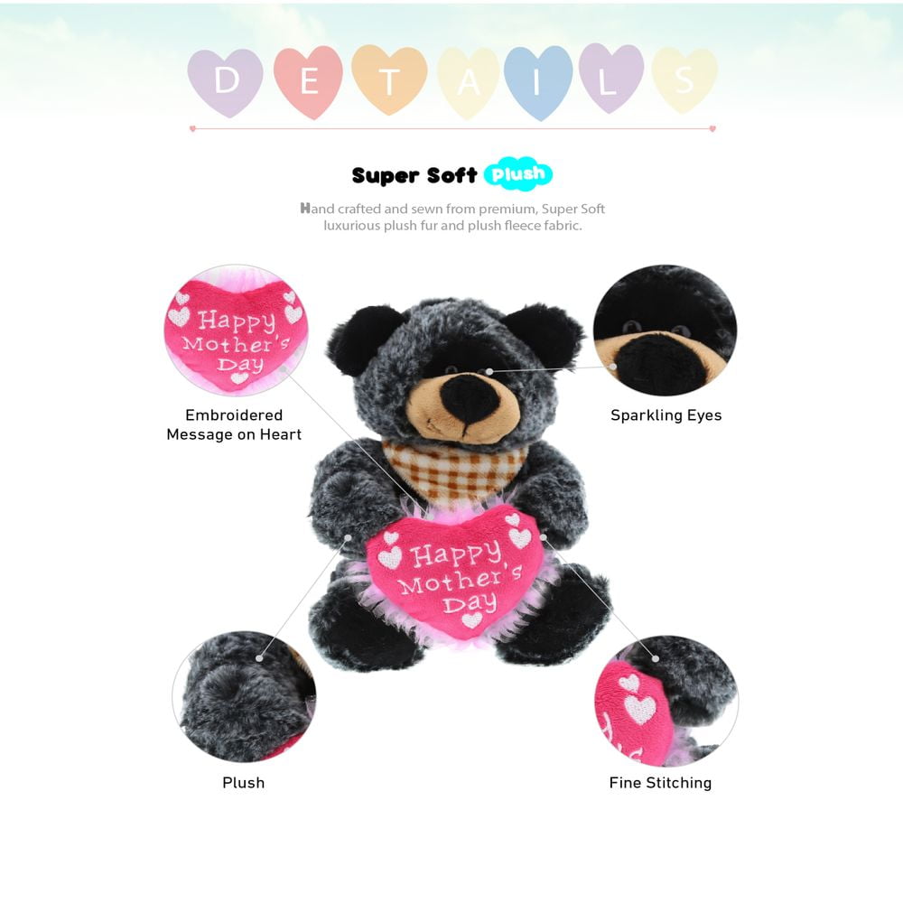 DolliBu Happy Mother's Day Wolf Plush Hand Puppet - Cute Stuffed Animal Present Pink Heart Message Best Mommy Grandma Wife Daughter Cute Wild Life Plus