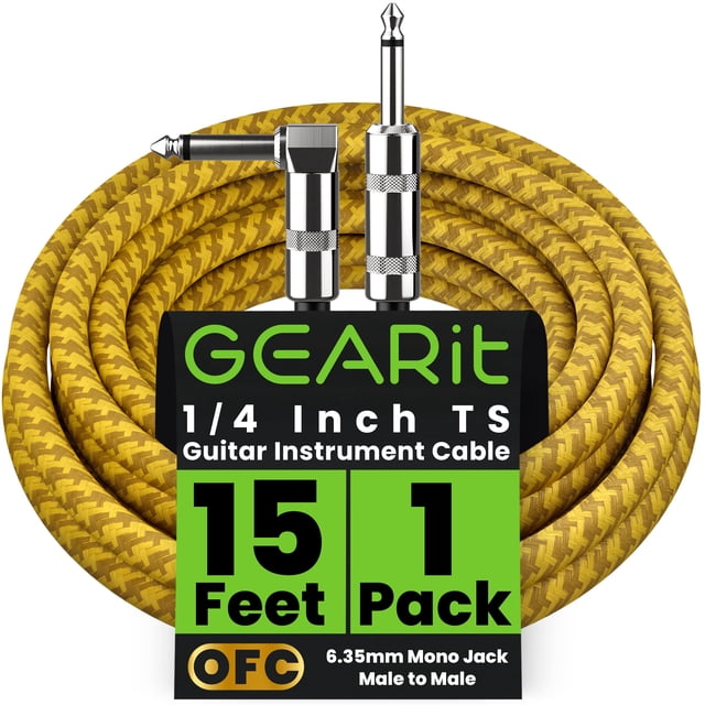 Cable de Instrumento GEARit 4.5 m Ángulo Recto a Recto 1/4"