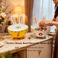 thumbnail image 5 of 2Pcs Festive Easter Bunny Metal Candy Bowl, Rabbit Ear Snack Bowl with Carrot & Floral Patterns, Spring Home Decor for Candy, Desserts, and Easter Party Table Centerpieces（White and yellow）, 5 of 10