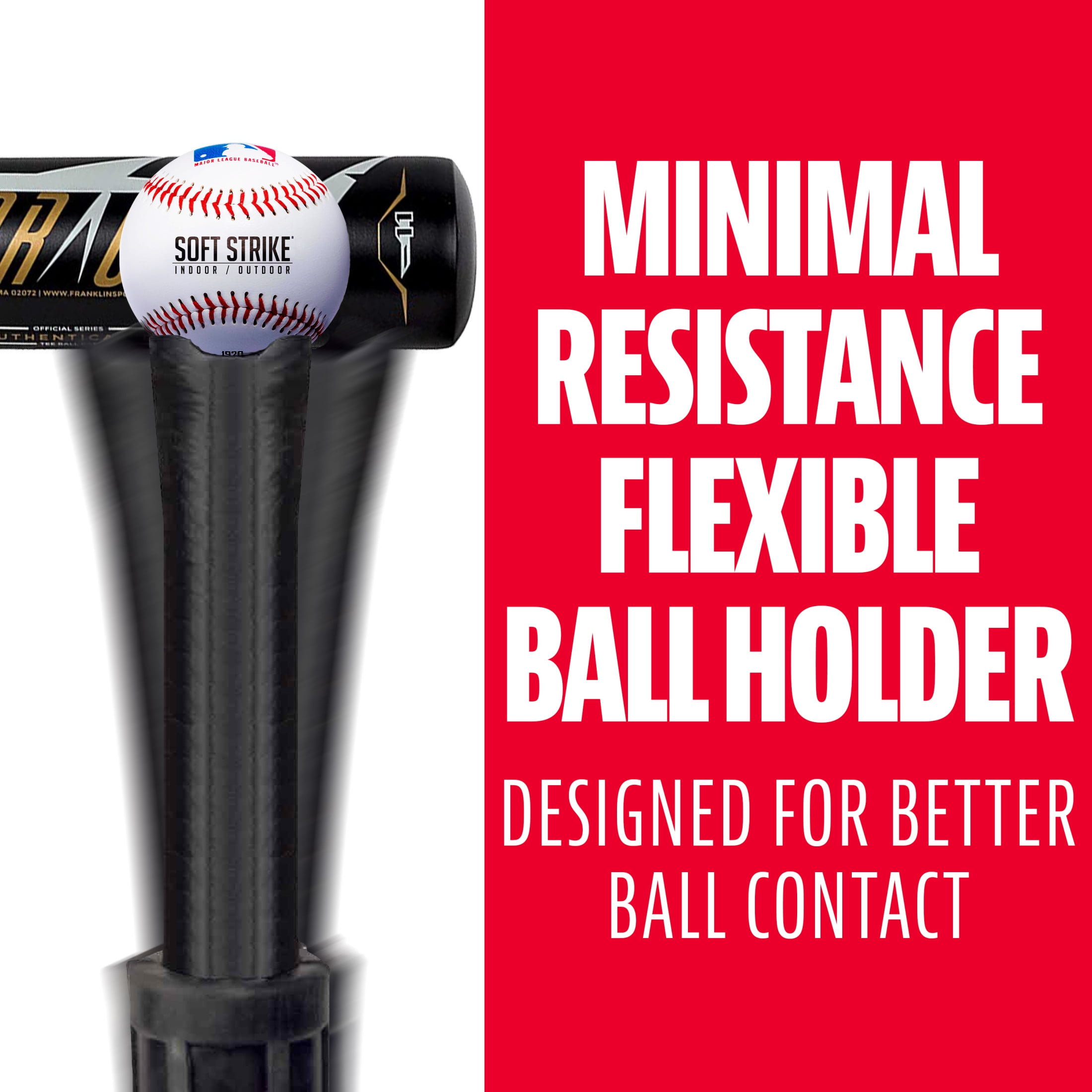 Franklin Sports MLB 3-Position Adjustable Kids Batting Tee, Black