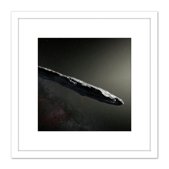 Space ESO Illustration Interstellar Asteroid Oumuamua 8X8 Inch Square Wooden Framed Wall Art Print Picture with Mount