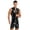 Black, variant on Doomiva Mens Sleeveless Patent Leather Jumpsuits Wet Look Zipper Bodysuit Club Pole Dancing Costume Red 3XL