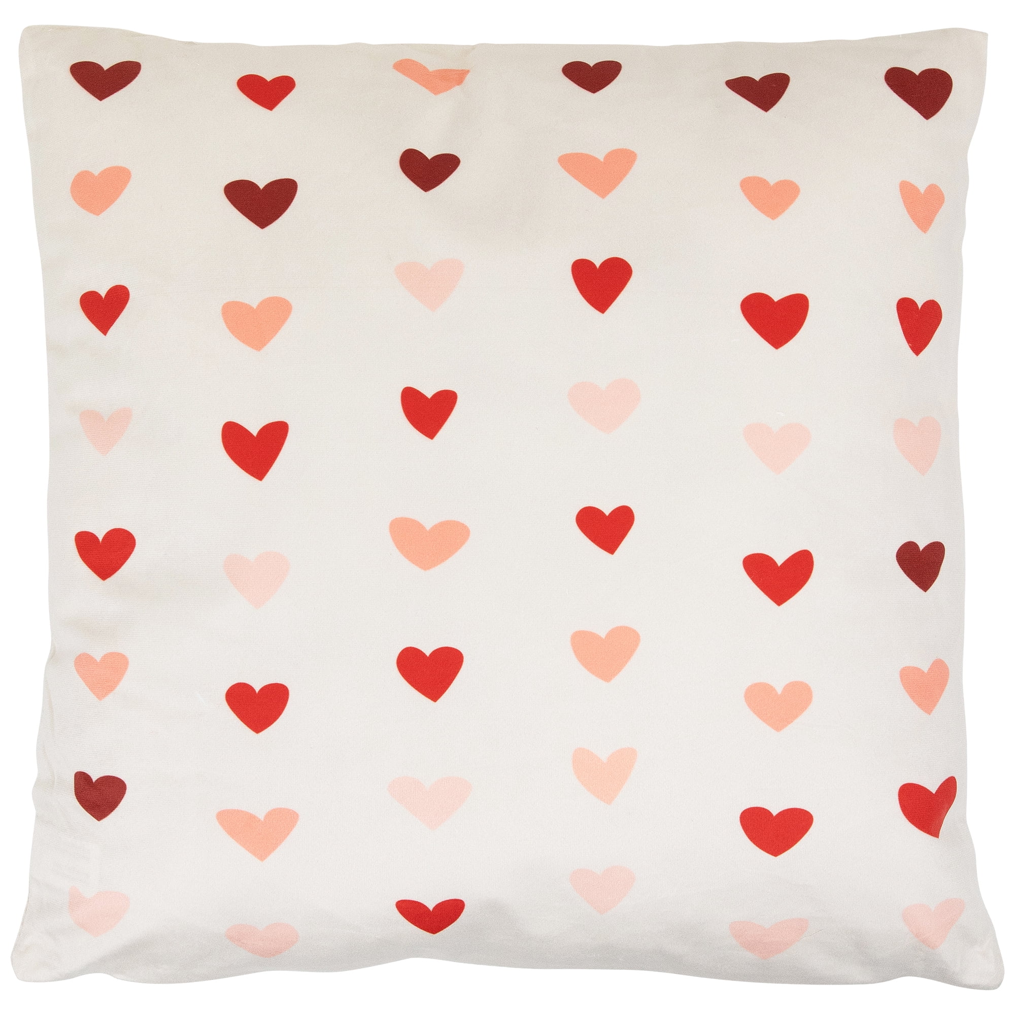 Valentine's Day Hearts Cotton Throw Pillows - 18" x 18" - Cream and Red - Set of 2