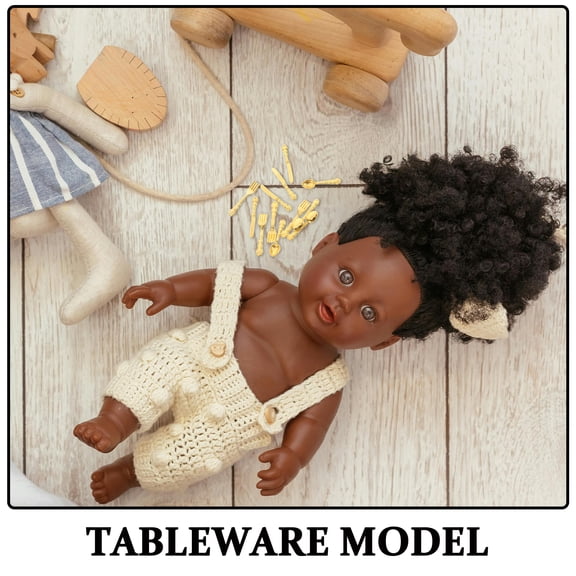 WEUVEB 36-Piece Golden Alloy Mini Dinner Set for Dollhouse Decor, Creative 1.5in Tableware Accessories