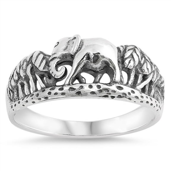 Oxidized Sterling Silver Jungle Elephant Ring Size 10