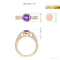 thumbnail image 4 of ANGARA Natural Three Stone Round 1.15 ct Amethyst and Diamond Ring in 14K Rose Gold for Women (Size-7mm) | February Birthstone, Birthday, Anniversary, Jewelry Gift for Women | Natural Amethyst Ring, 4 of 9
