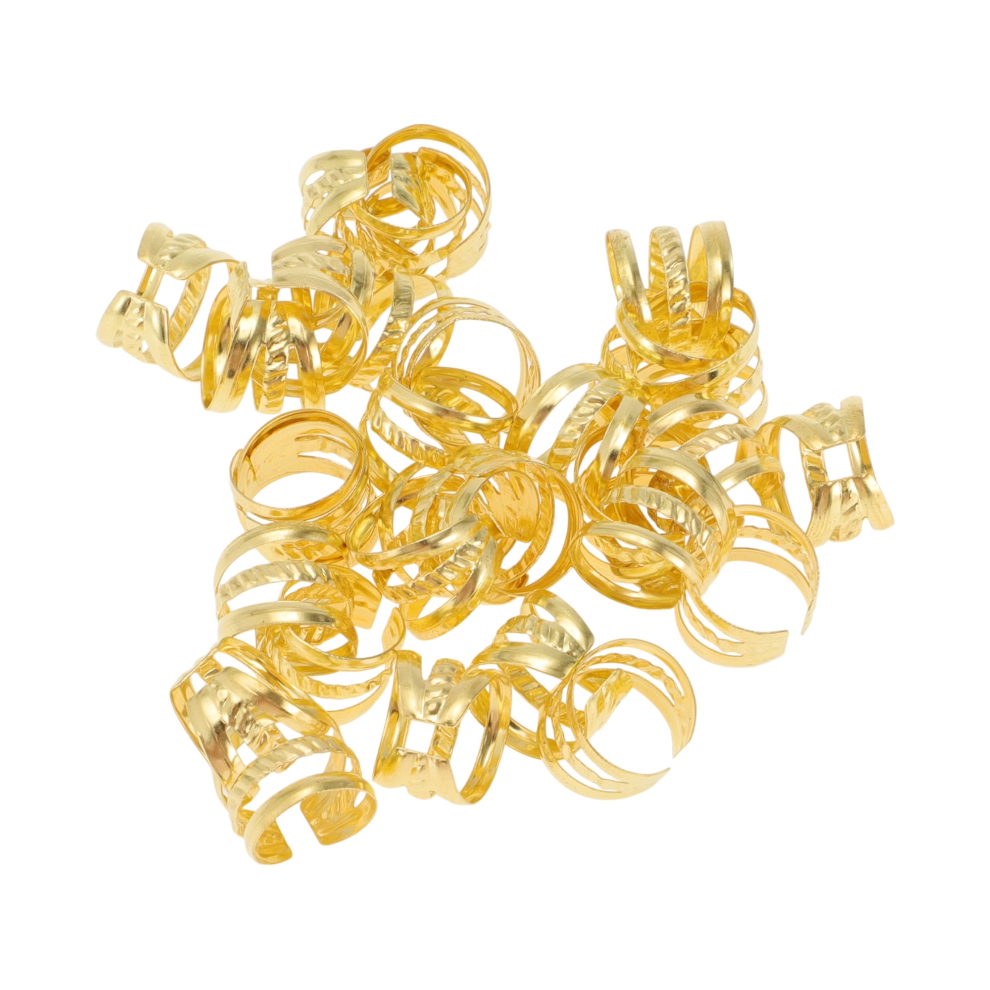 Unique Bargains Hollow Out Hair Cuffs Dreadlock 30 Pcs Gold Tone