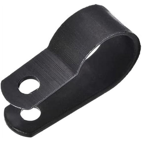 Cable Clips R Type Clamp Fastener 16mm for Home Office Cords Management Black 50Pcs