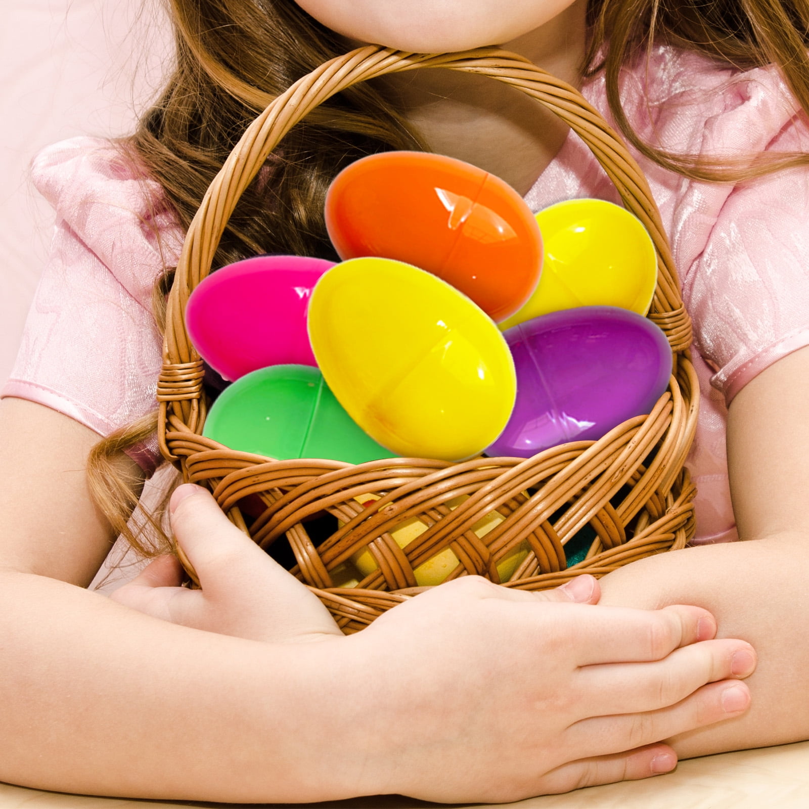 48 Pieces Easter Eggs, 2.25" Assorted Bright Colors Plastic Fillable Easter Eggs for Easter Hunt,Easter Themed,Decorations,Basket Stuffers Fillers