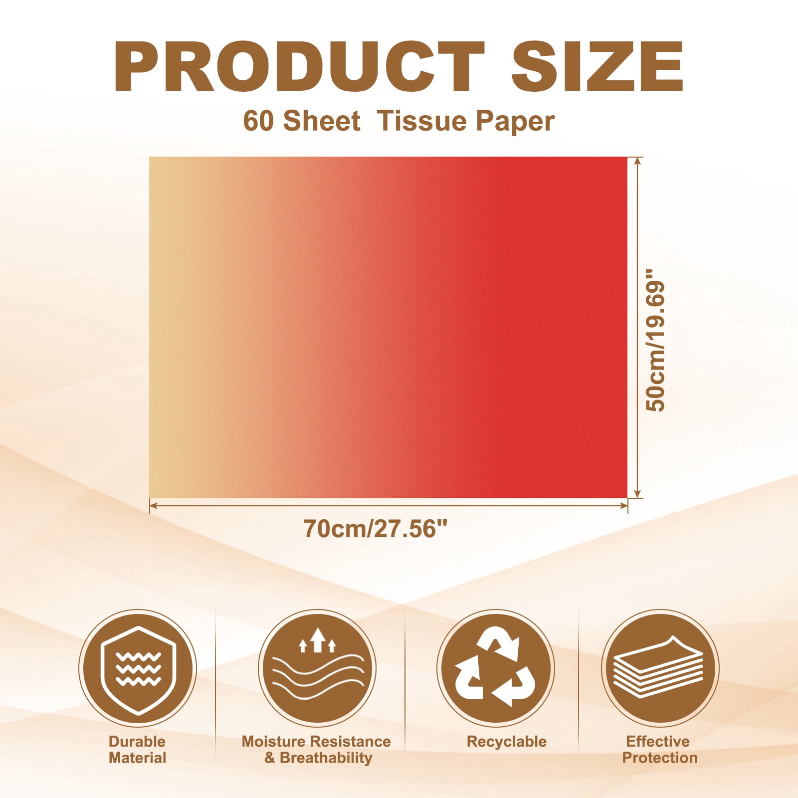 Uxcell 60 Sheets Colored Tissue Paper Bulk for Gift Bags, 27.6x19.7" Red Yellow Gradient Assorted Color Wrapping Paper for Craft Holidays Christmas Birthday Wedding Filler Flower Decor