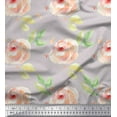 thumbnail image 1 of Soimoi Gray Cotton Jersey Fabric Flower & Leaves Watercolor Print Fabric by the Yard 58 Inch Wide, 1 of 3
