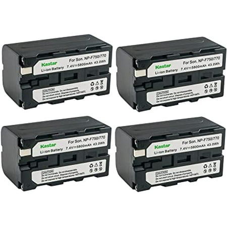 Kastar 4-Pack NP-F770 Battery 7.4V 5800mAh Replacement for Sony HDR-FX7 HDR-FX7E HDV-FX1 HDV-Z1 HVL-20DW HVL-20DW2 HVL-LBPA HVL-ML20 HVR-DR60 HVR-HD1000 HVR-M10 HVR-V1 HVR-Z1 HVR-Z5 Camera