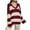 Red, variant on Women's Multicolor Striped V-Neck Long Sleeve Cable Knit Loose Fit Sweater Top