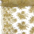 thumbnail image 1 of Celosia Bridal Lace Sequins Beaded Scallop Fabric for Dresses 52’’ BTY (Gold), 1 of 3