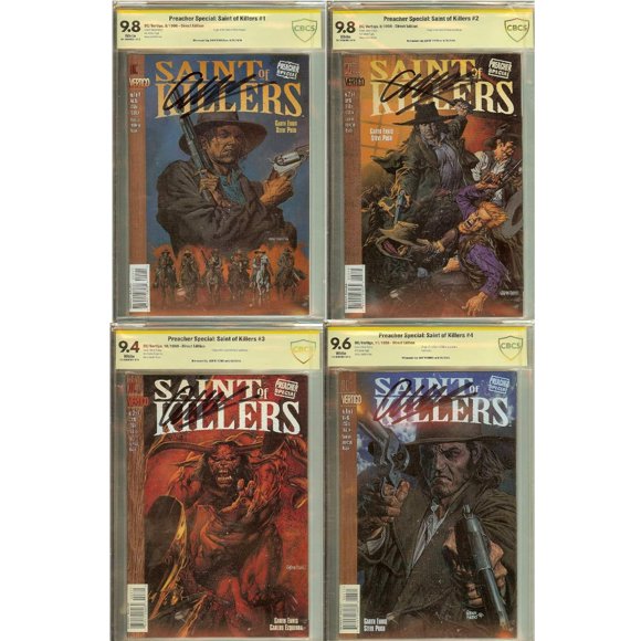 Preacher Saint of Killers 1-4 Set CBCS (not CGC) 9.8,9.8,9..4, 9.6 Signed Garth Ennis