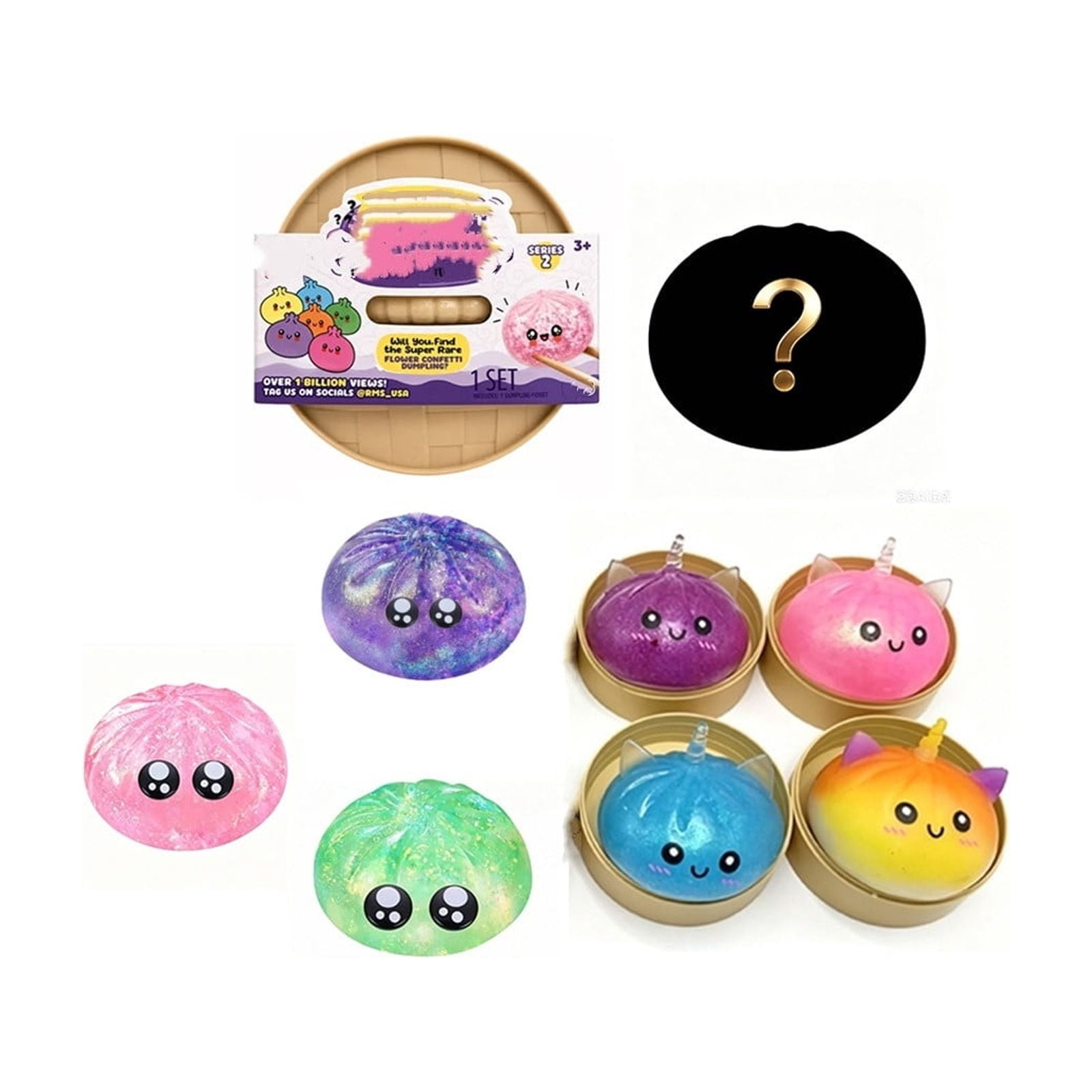 Squishy Random Color 1-Pack Glitter Dumpling Mystery Baozi Bun Sparkling Stress Relief Collectible & Desktop For Adults Squeeze Toys