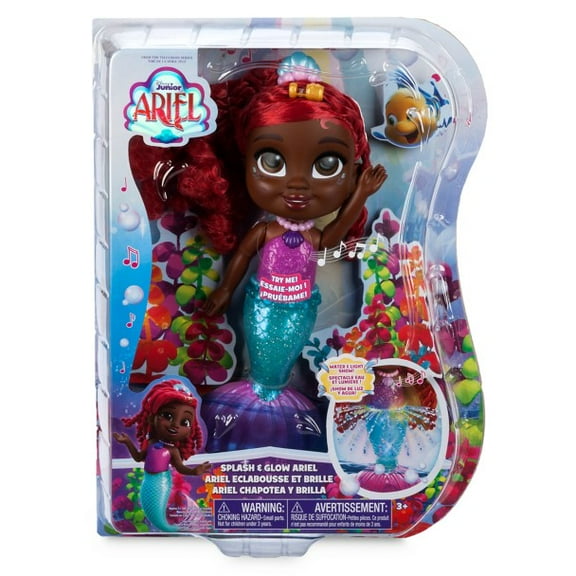 Disney Junior's Ariel Splash and Glow Doll Little Mermaid Light Up – 11 1/2''