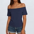 thumbnail image 2 of fatyb Womens off the Shoulder Tops Casual Short Sleeve Tee Shirts Summer Elegant Tshirts for Going Out, 2 of 6