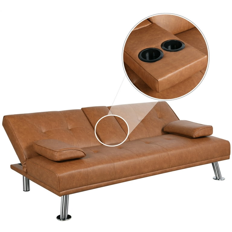 Luxurygoods modern faux leather futon sofa bed home recliner couch online