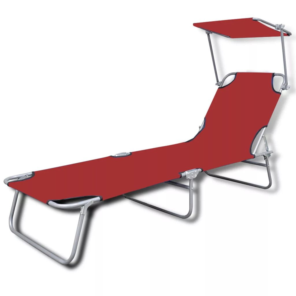 Kepooman 74" Patio Foldable Sun Lounger with Steel Frame & Adjustable Canopy, Black Kepooman 74" Patio Foldable Sun Lounger with Steel Frame & Adjustable Canopy, Black