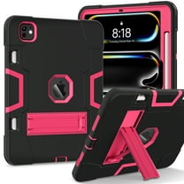 Dteck Case for iPad Pro 13 inch 2024,Shockproof Silicone PC 3-Layer Protection Kickstand Case Heavy Duty Cover for iPad Pro 13-in. (M4) 2024,Black Rose