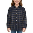 thumbnail image 6 of Huowey Girls T Shirts Plaid Long Sleeved Button Down Shirts Turndown Collar Classic Loose Plus Size Blouse Fashion Outwear Clothing,Navy,9-10 Years, 6 of 6