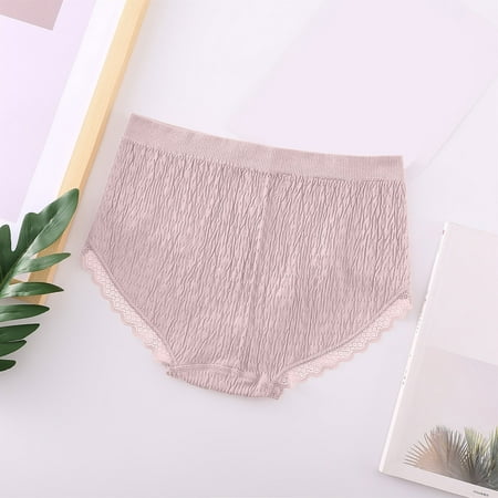 eczipvz Panties for Women Plus Size Women High Waist Abdominal Panties Ladies Cotton Crotch Raise Lace Panties Briefs Pink M