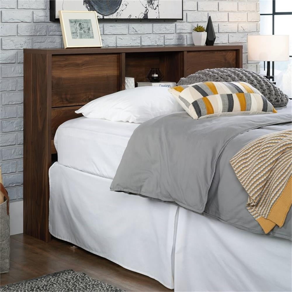 Pemberley Row Engineered Wood Grand Walnut Headboard Rectangular Adjustable Shelves 61.06"W Unassembled