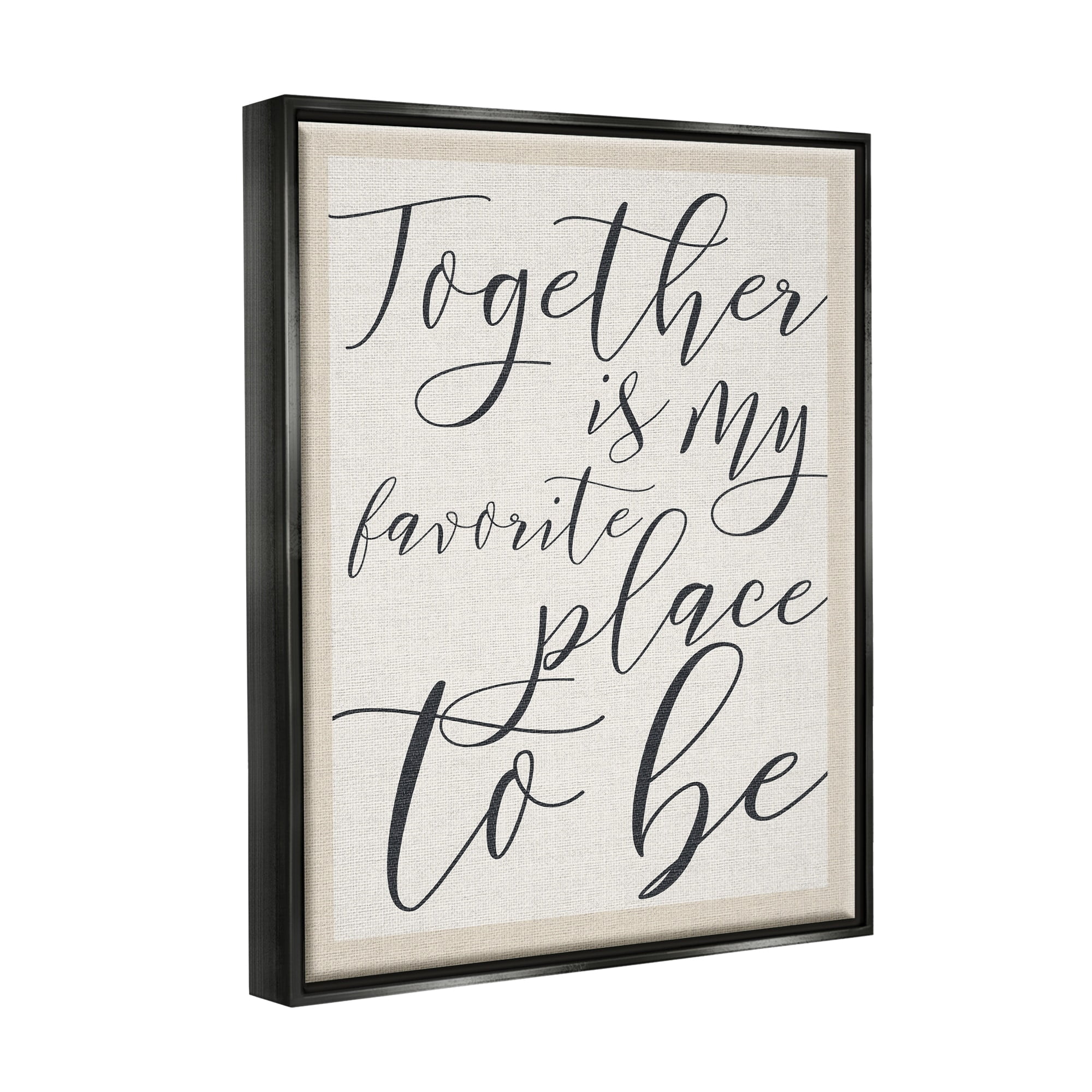 Stupell Industries Together - My Favorite Place To Be Jet Black Framed Floating Canvas Wall Art, 24x30, by Daphne Polselli