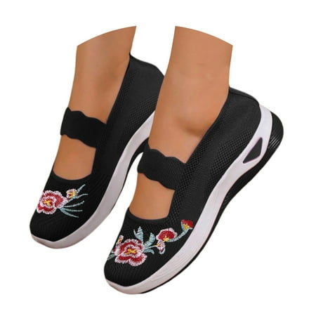 Oyedens Orthopedic Shoes for Women Ethnic Vintage Slip on Walking Loafers Casual Work Sneakers Womens