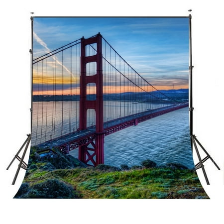 HelloDecor Polyester Fabric 5x7ft Photography Backdrops San Francisco Golden Gate Bridge Backdrop for Picture Studio Photo (Best Places To Photograph In San Francisco)