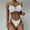 White, variant on Womens Bikini Sets,Halter Ruffled Front Wrap Crossover Graphic High Waisted Swimwear,Bathing Suit for Women Summer Clearance
