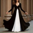 thumbnail image 4 of BRGZLK Women Maxi Dress Fall Winter Casual Elegant V Neck Long Sleeve Dresses Formal Flowy Evening Gown Black XL, 4 of 7