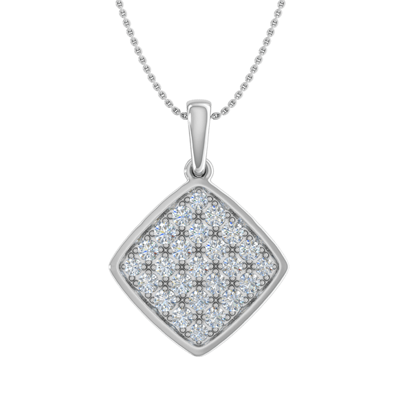 1/2 Carat Diamond Pendant Necklace in 10K White Gold (Silver Cable Chain)