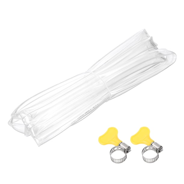 Tubo de vinilo Uxcell, 9/16"ID X 11/16"OD tubo de plástico flexible transparente con 2 abrazaderas de manguera, tubería de línea de manguera, 16.4FT