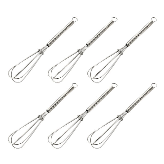6pcs Stainless Steel Mini Egg Beater Hand Cream Whisk Spring Handle Blender Mixer Kitchen Gadget