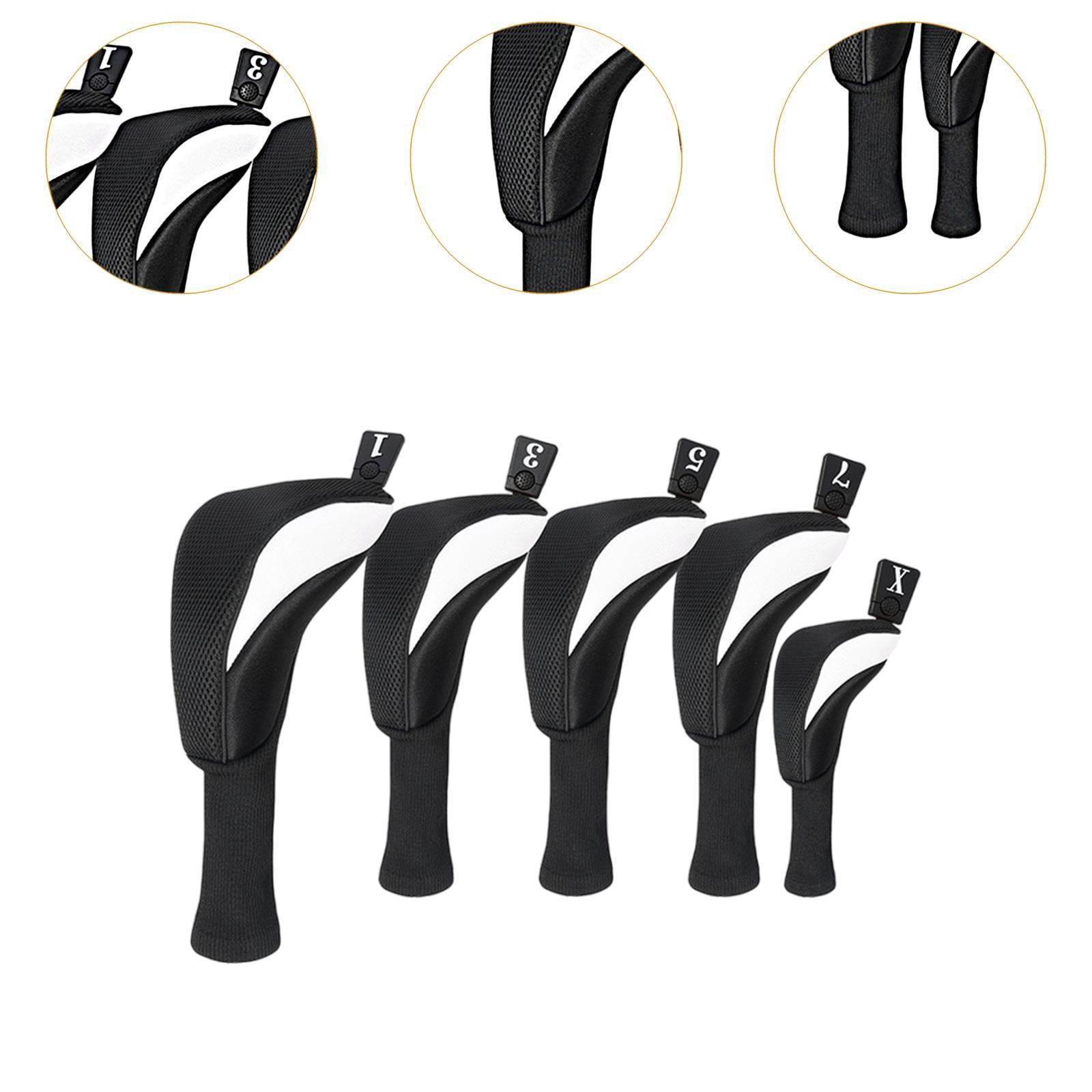Baoblaze 5 Pieces Golf covers Golf Club Head Cover for Men Women Golfer Gift Black