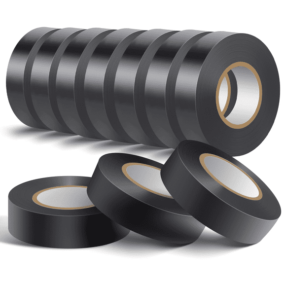 HUANOR 10 Pack Black Electrical Tape, 3/4" x 60ft Waterproof Insulation Tape, Industrial Grade PVC Electric Tape for Wire Wrapping, High Temp Resistant, Flame Retardant (Max 600V)