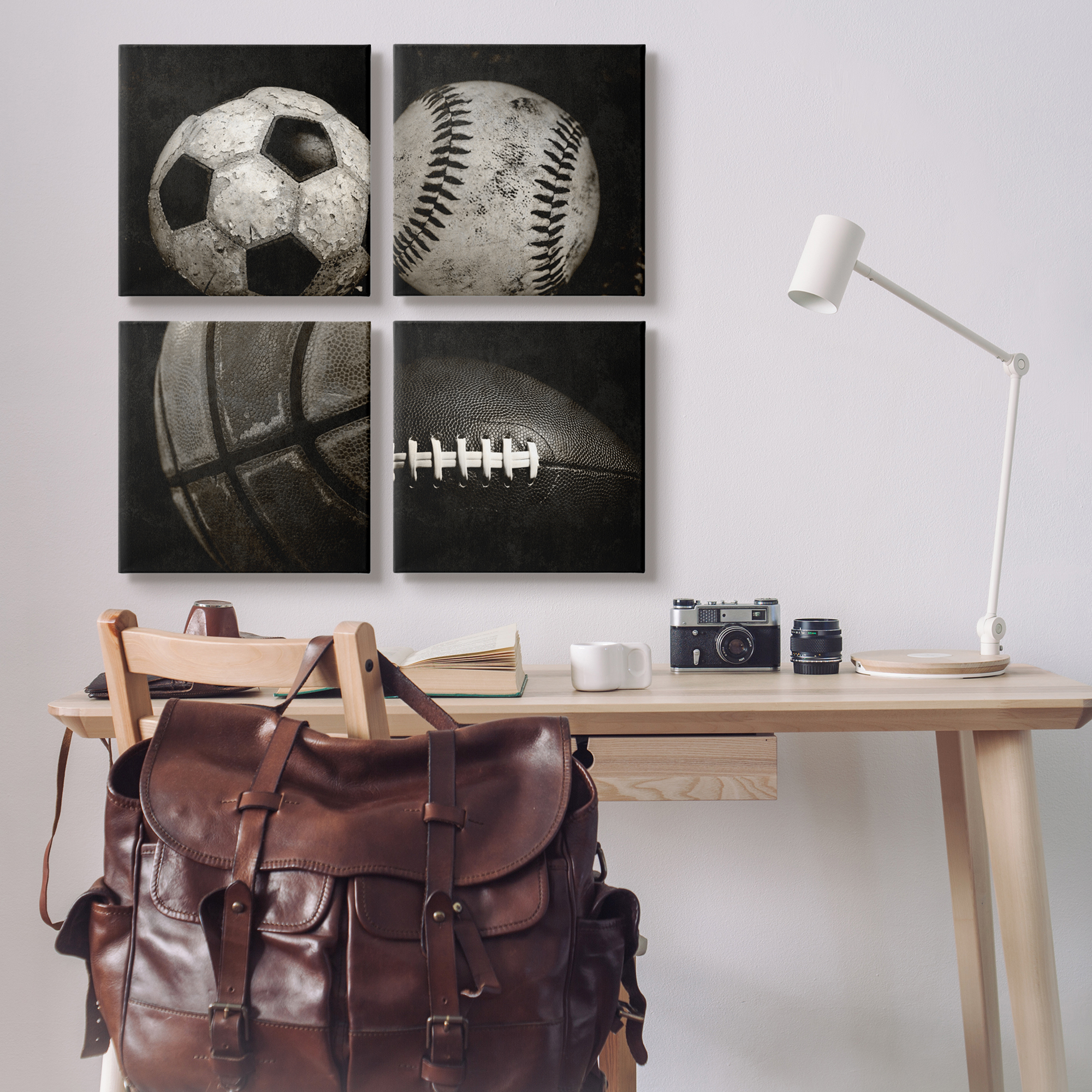 Stupell Industries Sports Balls Photography Sports Photography Gallery Wrapped Canvas Art Print Wall Art, 17 x 17, Set of 4