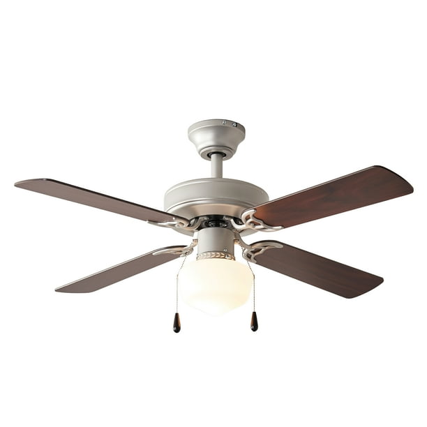 Mainstays 42 inch Downrod Ceiling Fan with Light Kit, Satin Nickel